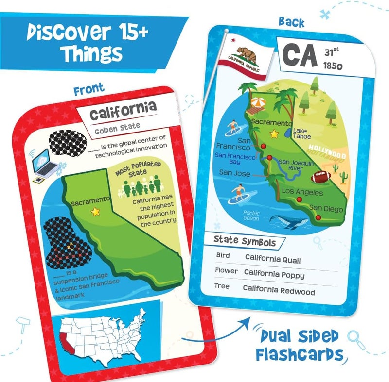 Imagimake Mapology USA Flash Cards | Learn United States Along with Flags and State Shapes | Ages 8-12 | Foam Jigsaw Puzzle, Fun Facts, Educational Toy for Kids | Gift for Christmas and Birthdays - Image 4