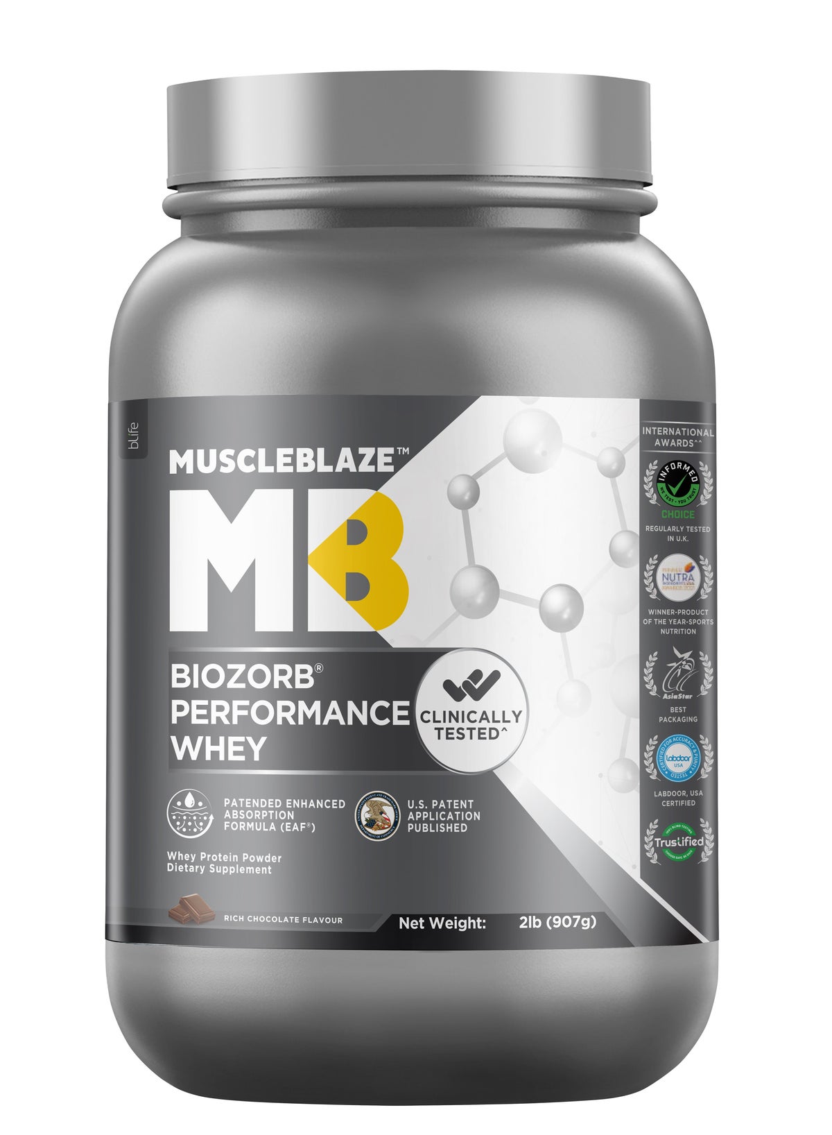 Muscleblaze Biozorb Performance Whey Protein (Rich Chocolate, 2Lbs / 907G) With Creamp Micronised Creatine Monohydrate (Unflavoured, 0.55Lbs / 250G) (Combo Pack)