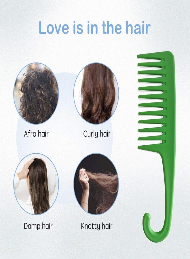 Wapodeai Wide Tooth Comb Shower Comb With Hook, Good for Curly Hair Wet Dry, Premium Tangle Free Combs Green. - Image 2