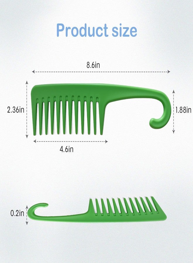 Wapodeai Wide Tooth Comb Shower Comb With Hook, Good for Curly Hair Wet Dry, Premium Tangle Free Combs Green. - Image 3