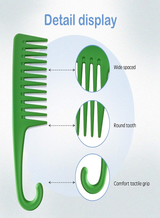 Wapodeai Wide Tooth Comb Shower Comb With Hook, Good for Curly Hair Wet Dry, Premium Tangle Free Combs Green. - Image 4