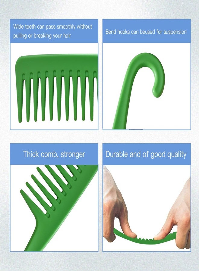 Wapodeai Wide Tooth Comb Shower Comb With Hook, Good for Curly Hair Wet Dry, Premium Tangle Free Combs Green. - Image 5