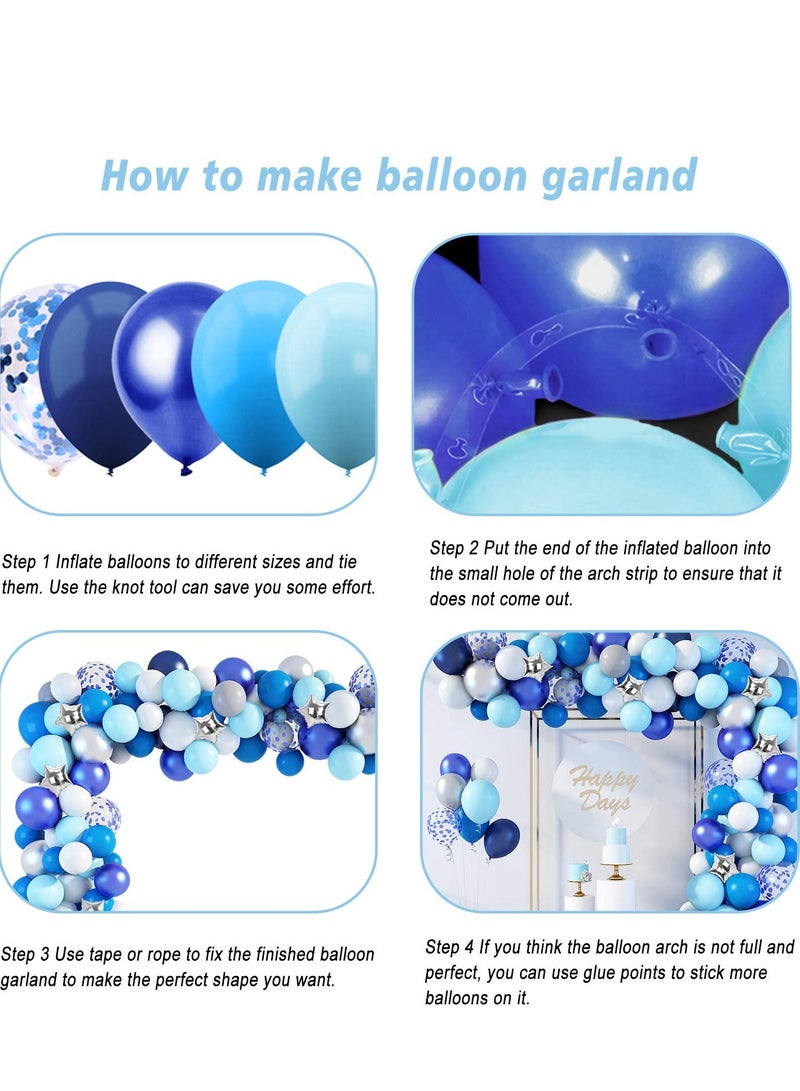 Excefore Navy Blue Silver Balloons Arch Kit 144 PCS Balloon Garland - Image 5