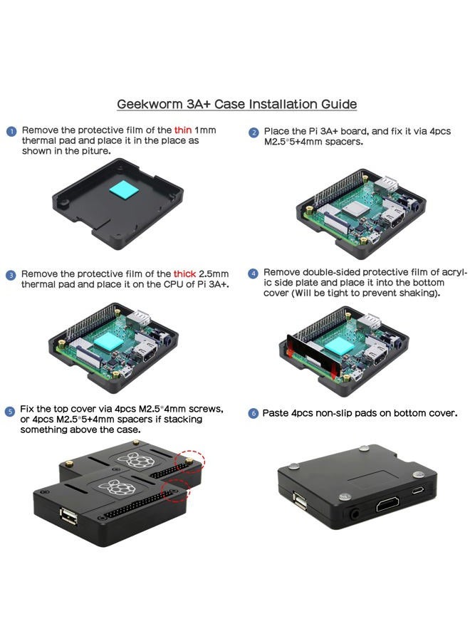 Geekworm Aluminum Alloy Case with Heatsink for Raspberry Pi 3A+ and A - Image 3