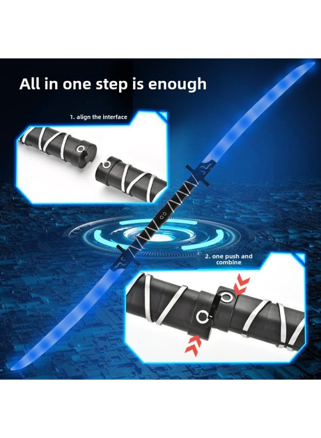 Night Market Stall Explosions Children's Toys Two-in-one Luminous Samurai Sword Colorful Lights Laser Sword Boy Toys-Color:Blue 2 Samurai Knives -Specifications:No Battery