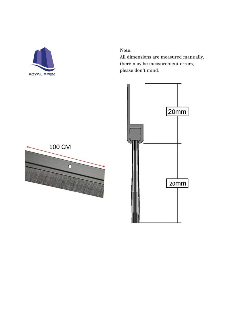 Door Bottom Brush Rubber Seal with Screw for Exterior Interior Doors Insulation Door Seal Sound Proof Under Door Draft Blocker Keeping Noise Repellent Dust 100cm Brush Black - Image 2
