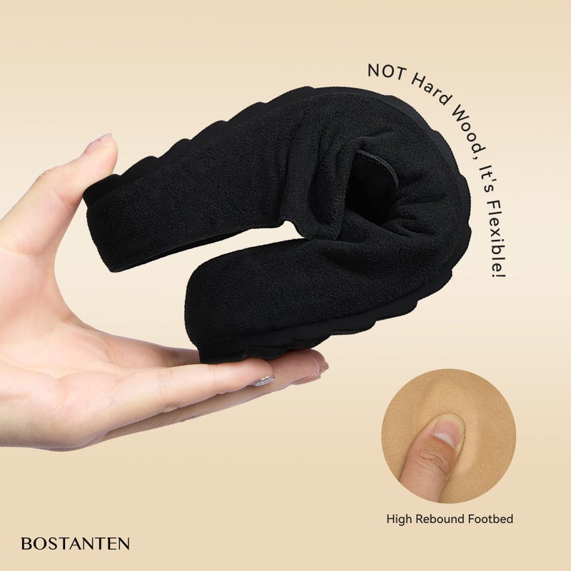 BOSTANTEN Clogs for Women Wide Width Comfortable Suede Mules with Soft Footbed and Arch Support, Cute Slip On Potato Shoes Black - Image 5