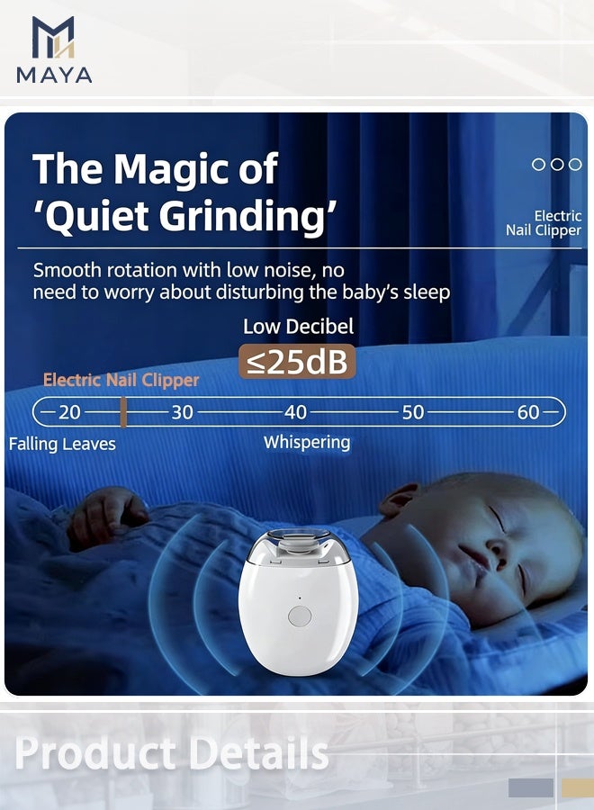مايا مقص أظافر كهربائي مزود بإضاءة LED وشحن USB، أداة تشذيب أوتوماتيكية بثلاث سرعات لأصابع القدمين واليدين، آمن لكبار السن والأطفال، قابل لإعادة الشحن (الوحدة + كابل USB) - Image 5