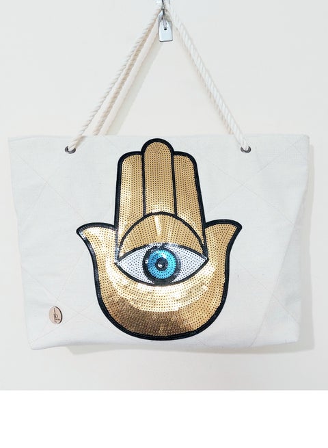 Off-white fabric shoulder  bag