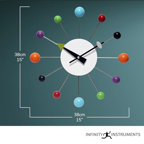 Infinity Instruments LTD Orb Spoke Starburst Wall Clock Rainbow 15 - Image 3