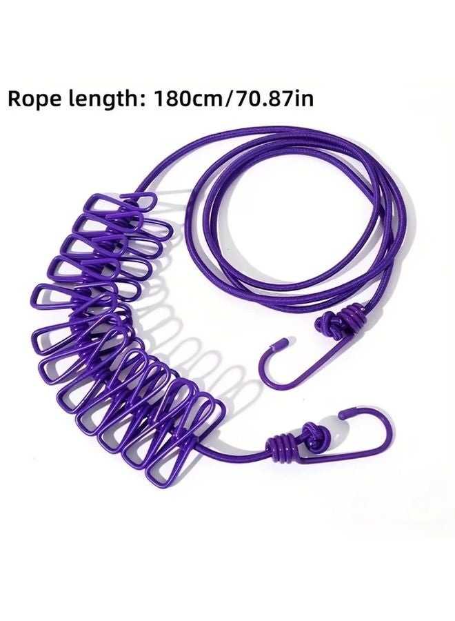 Portable Travel Clothesline With 12 Clips Random Color 1 Set Windproof Indoor Outdoor - Image 4