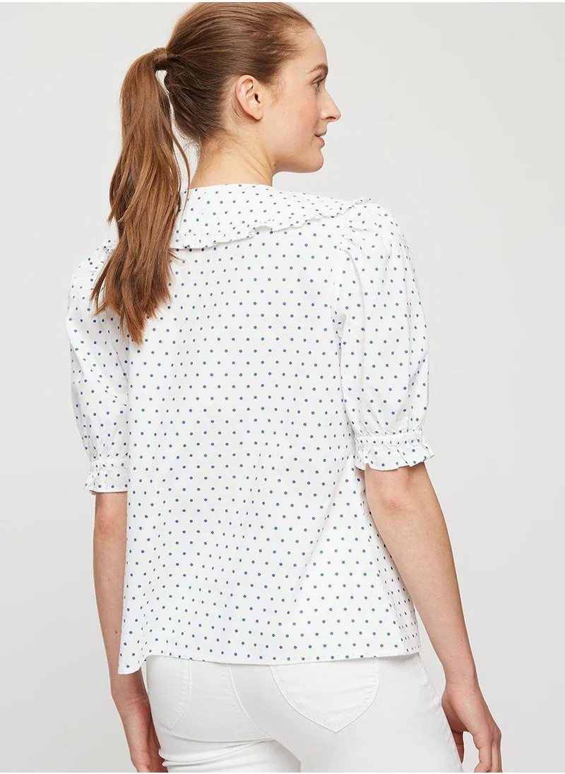 DOROTHY PERKINS Polka Dot Ruffle Detail Shirt