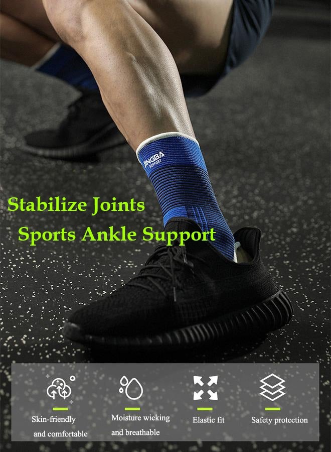 JINGBA SUPPORT Ankle Support For Men And Women - Knitted Breathable Sports Compression Ankle Support - Running, Mountaineering, Basketball Protective Gear, Suitable For Running, Basketball And Other Sports Sprains Blue - Image 4