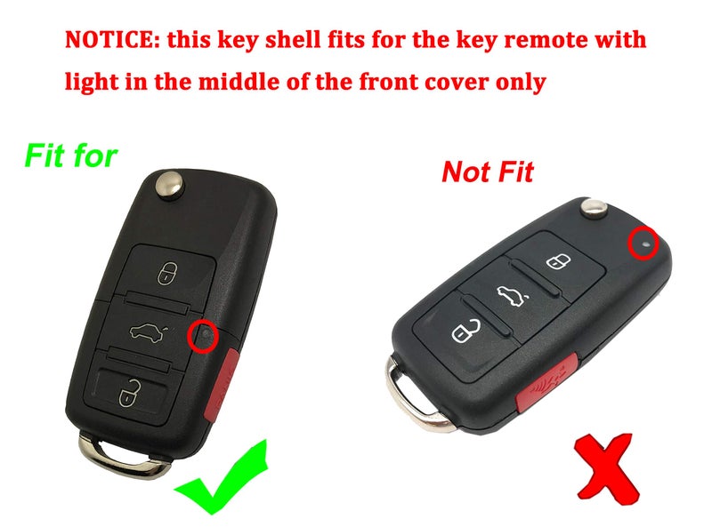 Arruweer Replacement Key Fob Shell Case fit for VW Volkswagen Jetta Passat Golf Beetle Rabbit GTI CC EOS 4 Buttons Keyless Entry Remote Key Housing with Uncut Blade (Black) - Image 2