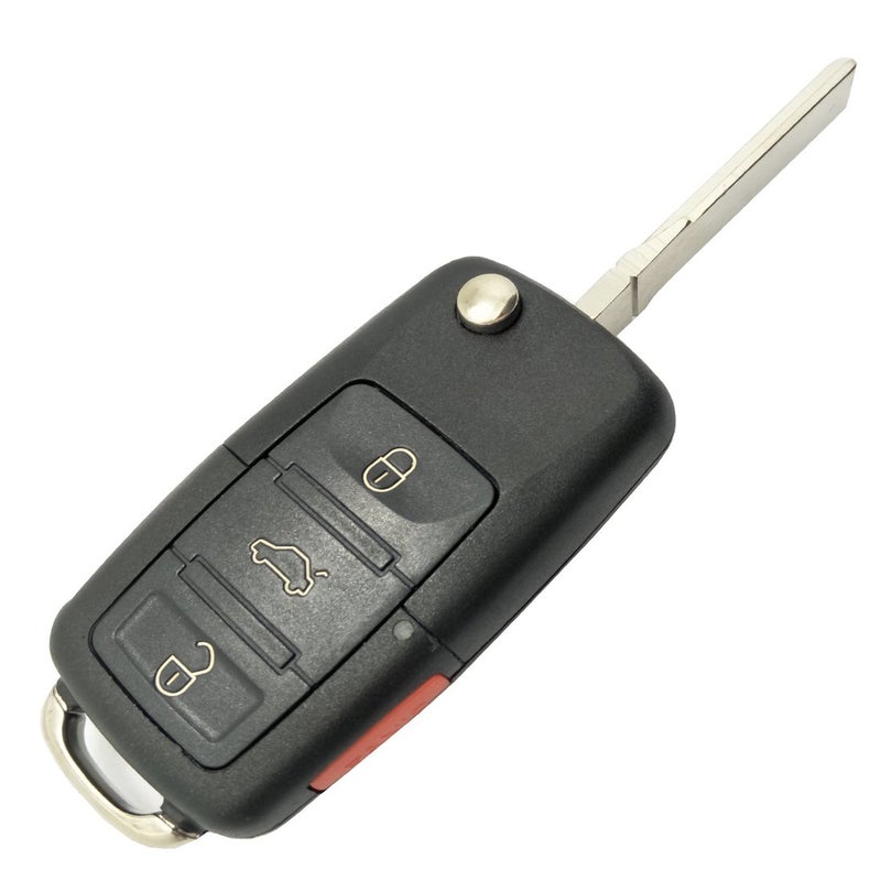 Arruweer Replacement Key Fob Shell Case fit for VW Volkswagen Jetta Passat Golf Beetle Rabbit GTI CC EOS 4 Buttons Keyless Entry Remote Key Housing with Uncut Blade (Black) - Image 1