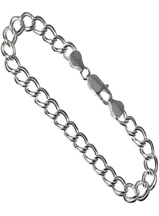 سابرينا سيلفر سوار من الفضة الإسترلينية بتصميم حلقات مزدوجة، مقاس 8 مم (متوسط/كبير)، خالٍ من النيكل، صنع في إيطاليا، عرض 5/16 بوصة، طول 8 بوصات - Image 2