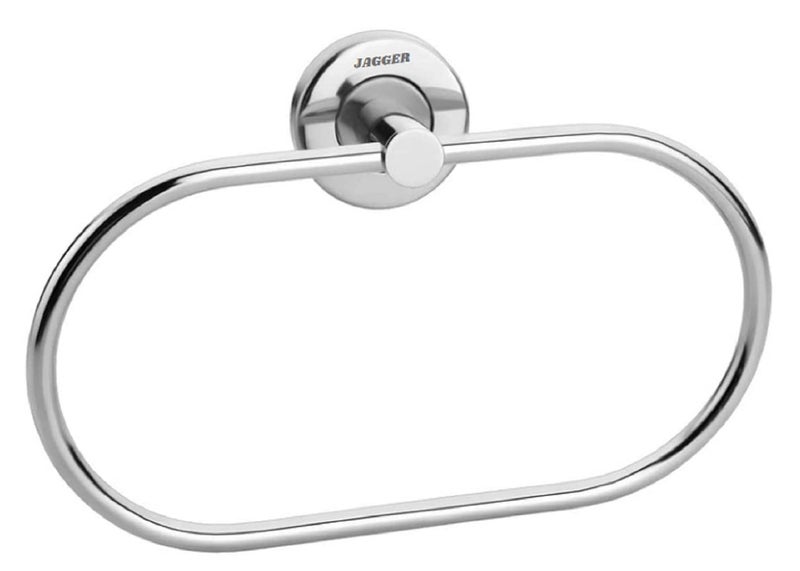JAGGER حلقة منشفة على شكل بيضاوي JAG228 / حامل منشفة / حامل منشفة يد / شماعة قماش / حامل مناديل / حامل منشفة قماش للحمام والمطبخ وحوض الغسيل (تشطيب كروم، عبوة - 1) - Image 1