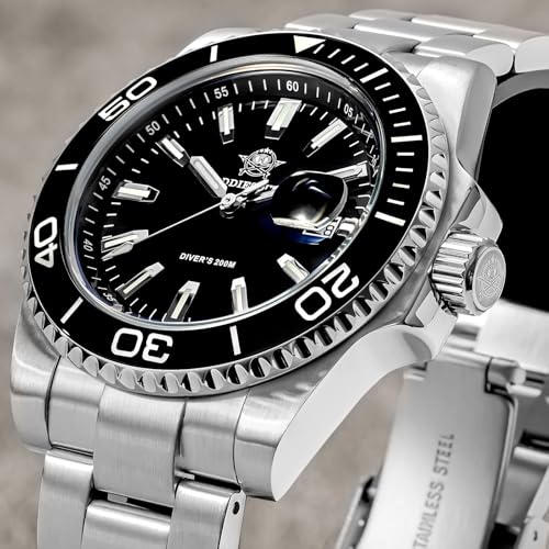 ADDIESDIVE 41 MM Dive Watches for Men 200 M Waterproof Large Dial Date Display Super Lume Easy to Read Black Male Watch - Image 3