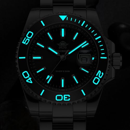 ADDIESDIVE 41 MM Dive Watches for Men 200 M Waterproof Large Dial Date Display Super Lume Easy to Read Black Male Watch - Image 4