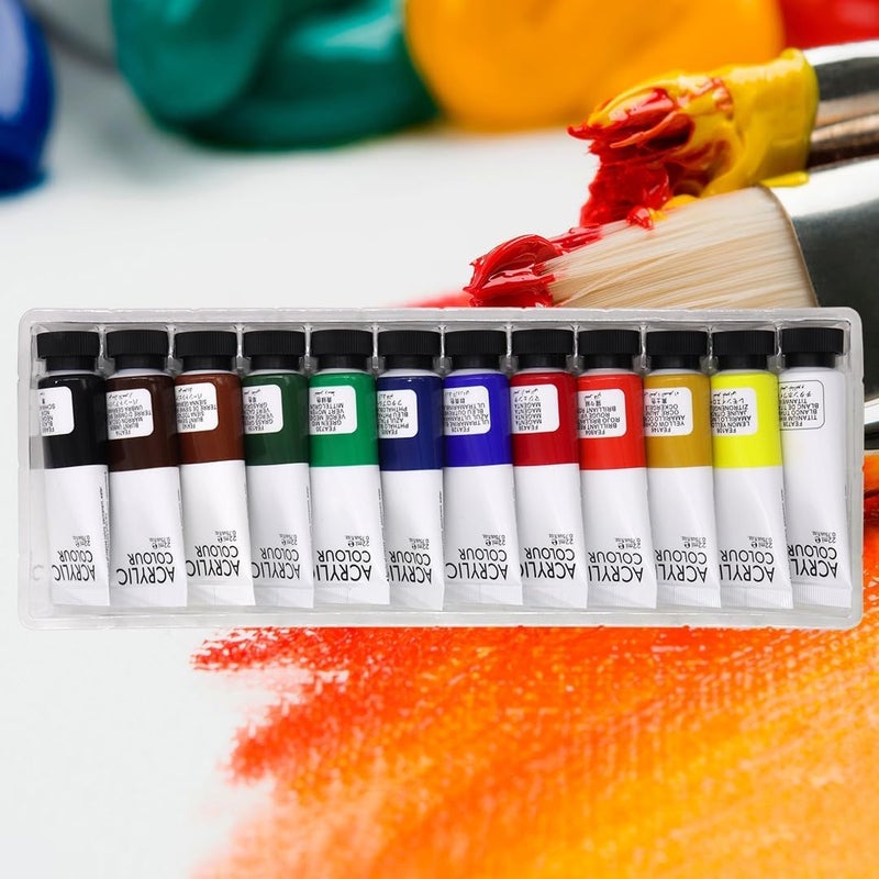 Artnery Acrylic Paints Set 12 x 22ml Tubes for Use On Artist Canvas, Craft Paint Colors for Wood, Canvas, Fabric and Ceramics - Image 3