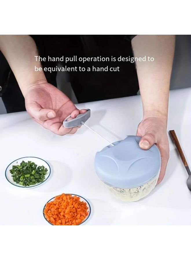 Blue 500ml Manual Food Chopper For Dicing Vegetables Mashing Garlic Crushing Herbs - Image 5