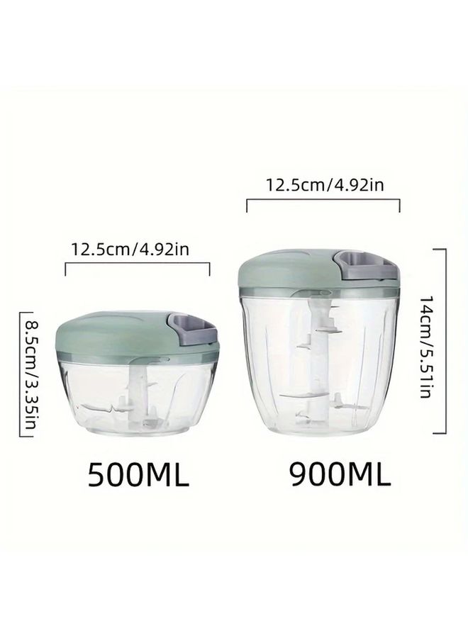 Blue 500ml Manual Food Chopper For Dicing Vegetables Mashing Garlic Crushing Herbs - Image 3