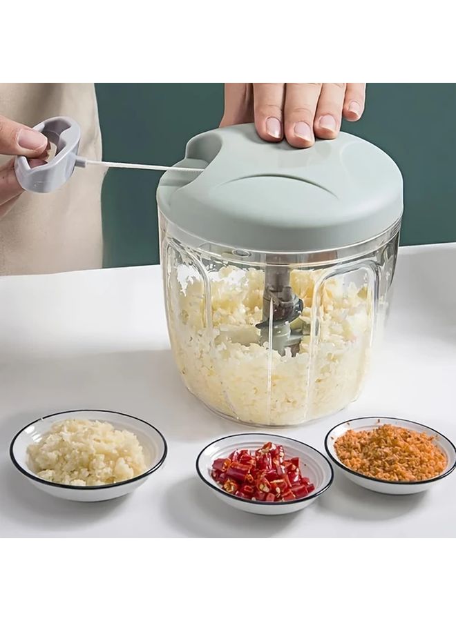 Blue 500ml Manual Food Chopper For Dicing Vegetables Mashing Garlic Crushing Herbs - Image 2