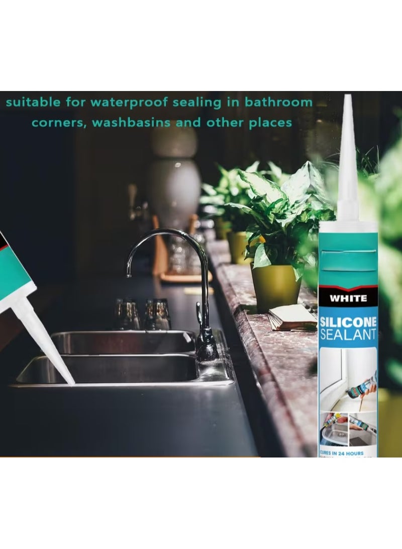 24pcs Silicone Sealant Carton – Clear – Waterproof, Anti-Mold, Fast Cure Sealant for Bathroom, Kitchen, Tiles, Windows, Gaps & Construction Use – Long-Lasting Professional Adhesive - Image 2