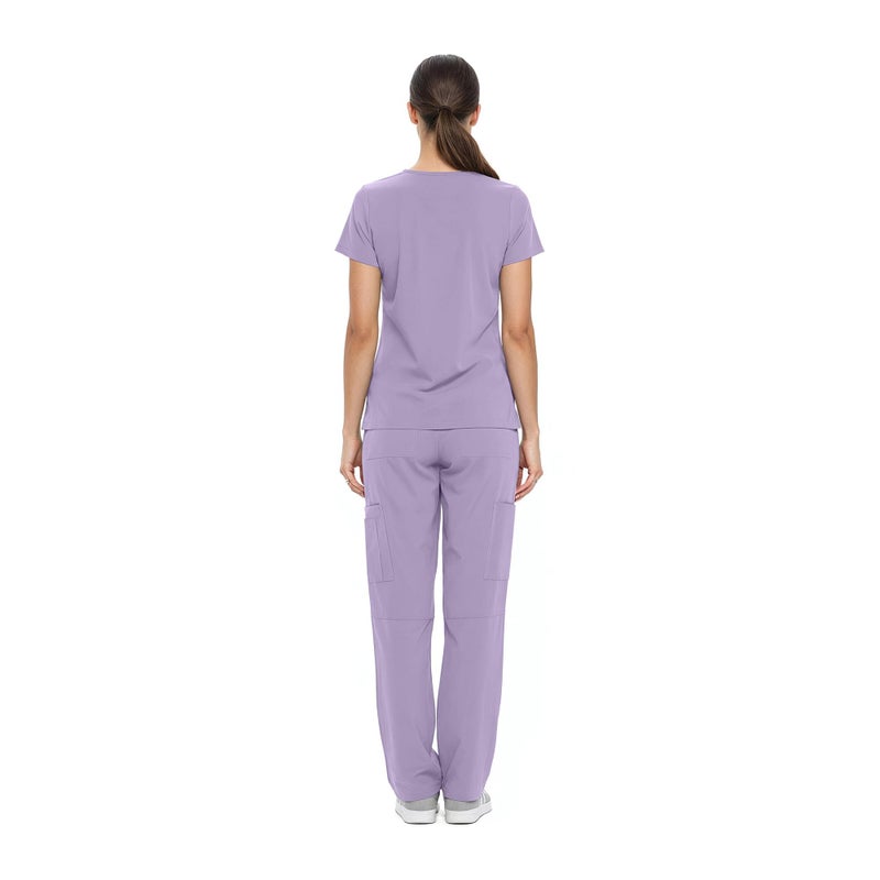 Natural Uniforms Women's Cool Stretch V-Neck Top and Cargo Pant Set (Lavender, X-Small-Petite) - Image 3