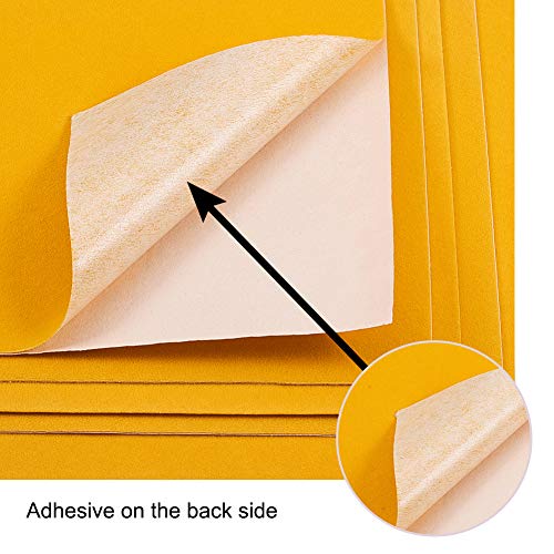 BENECREAT 20PCS Velvet Yellow Fabric Sticky Back Adhesive Back Sheets, A4 Sheet (8.3" x 11.8"), Self-Adhesive, Durable and Water Resistant, Ideal for Art and Craft Making - Image 3