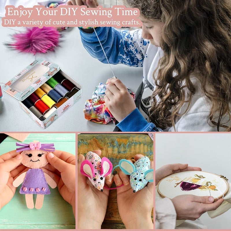 DEUTZIA DEUTZIA Portable Mini Sewing Kit for Travel Home and Beginners VariousAccessory Mini Sewing Kit and Needlework Box  - Image 2