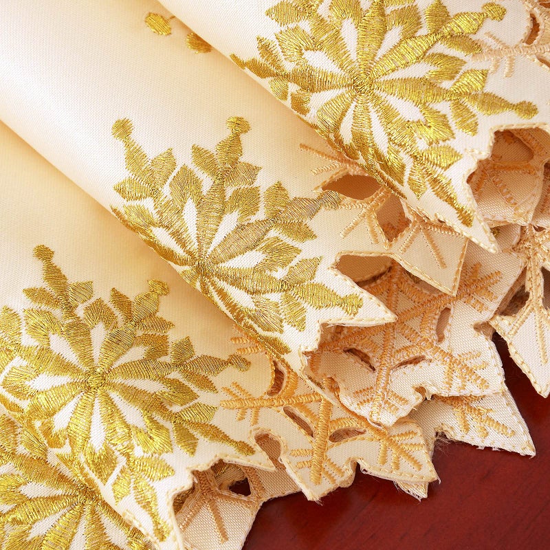 Simhomsen Embroidered Snowflakes Table Runners for Christmas Holiday and Winter (Gold  14 - Image 3