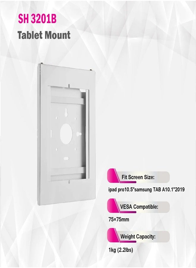 Skill Tech SH 3201B Anti-Theft Tablet Wall Mount Enclosure for 9.7"/10.2" iPad, 10.5" iPad Air/iPad Pro, VESA 75x75, 1kg Load Capacity – Black  - Image 4