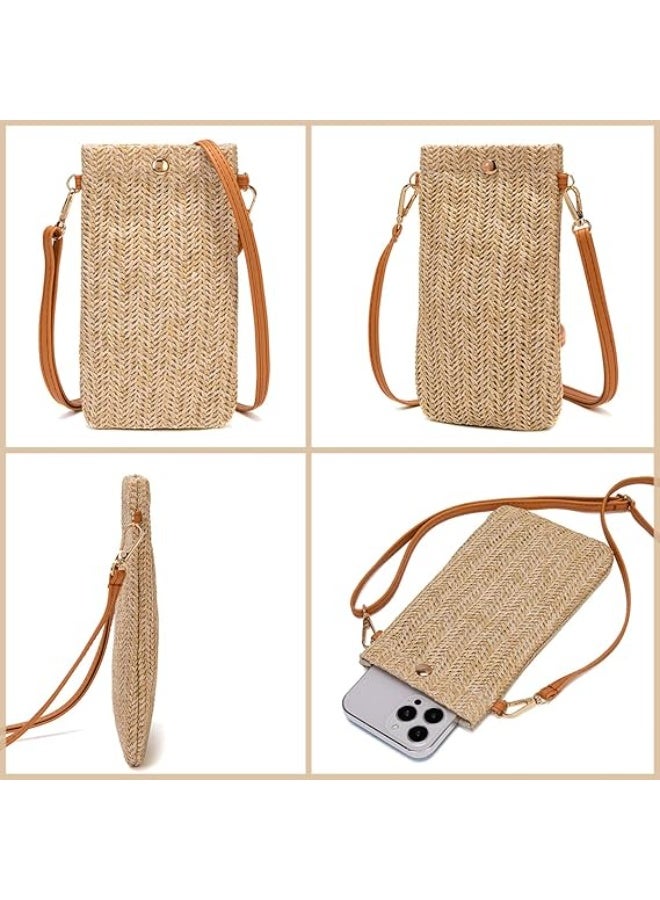 Small Crossbody Straw purse Lightweight Summer Beach Phone Bag for Women - Image 5