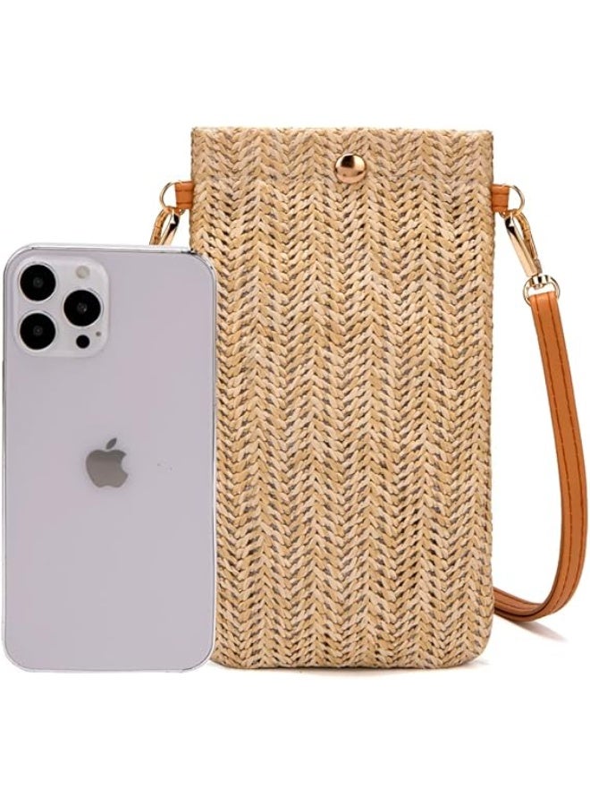 Small Crossbody Straw purse Lightweight Summer Beach Phone Bag for Women - Image 1
