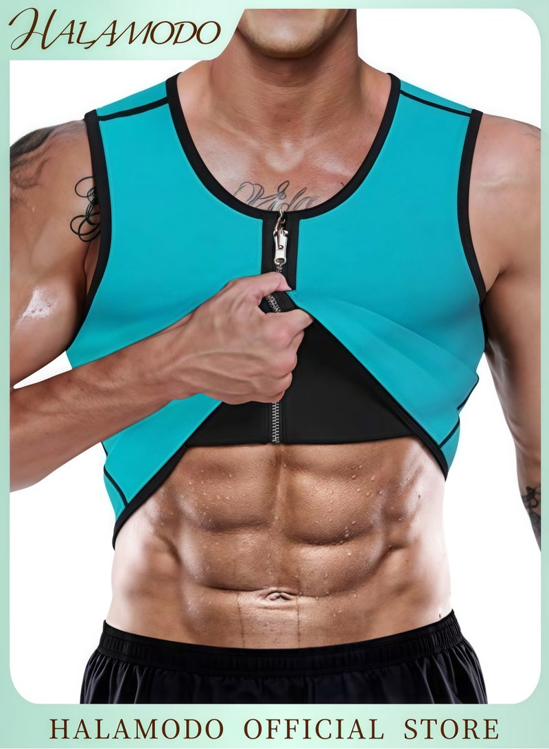 HALAMODO Waist Trainer Sweat Vest for Men Hot Neoprene Sauna Tank Top Vest No Zipper Gym Workout Suit for Fat Burning and Slimming - Image 1