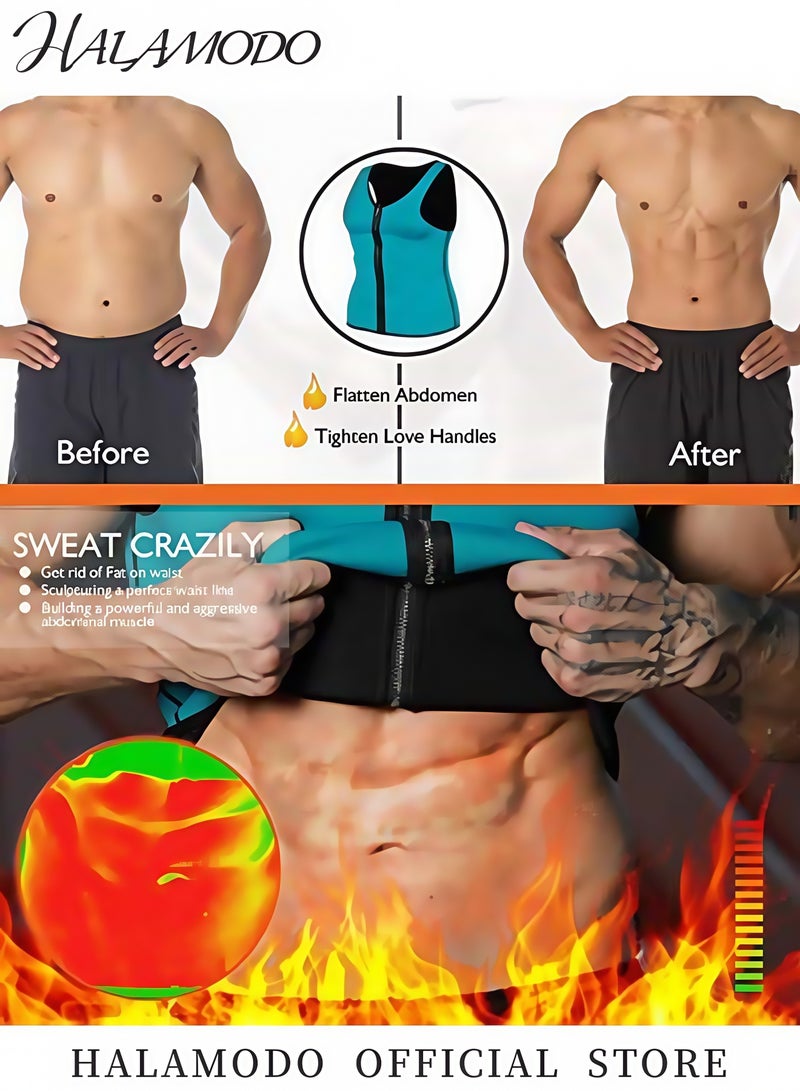 HALAMODO Waist Trainer Sweat Vest for Men Hot Neoprene Sauna Tank Top Vest No Zipper Gym Workout Suit for Fat Burning and Slimming - Image 2