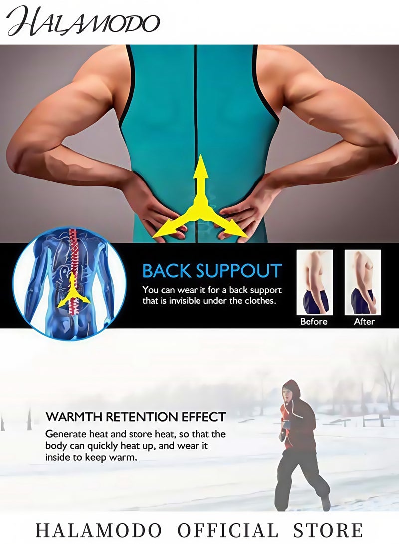 HALAMODO Waist Trainer Sweat Vest for Men Hot Neoprene Sauna Tank Top Vest No Zipper Gym Workout Suit for Fat Burning and Slimming - Image 3