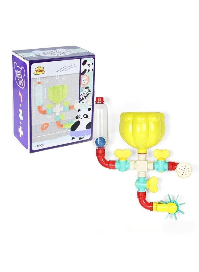YIQU Fun Pipe Bath Toy, Interactive Baby Bathtub Toy for Cognitive Development, DIY Assemble Water Play Set for Toddlers 6M+ - Image 1