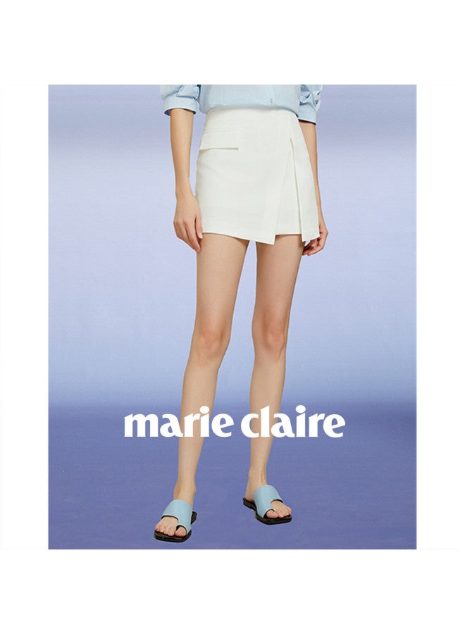 Marie Claire Fashionista's Pick: Light Professional Style High-waist Skirt For Women, Versatile Skirt With Asymmetric Design And Slit Detail, Short Skirt For Women - Image 2