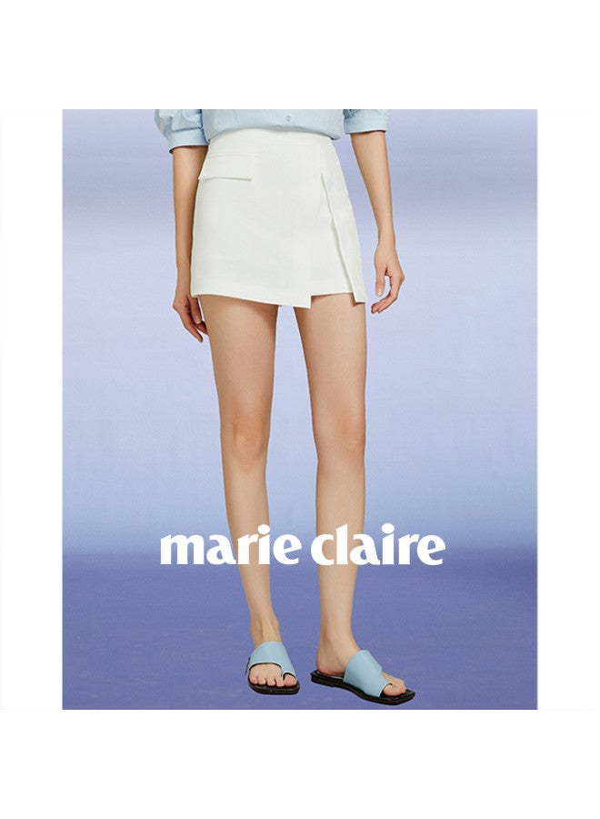 Marie Claire Fashionista's Pick: Light Professional Style High-waist Skirt For Women, Versatile Skirt With Asymmetric Design And Slit Detail, Short Skirt For Women - Image 3