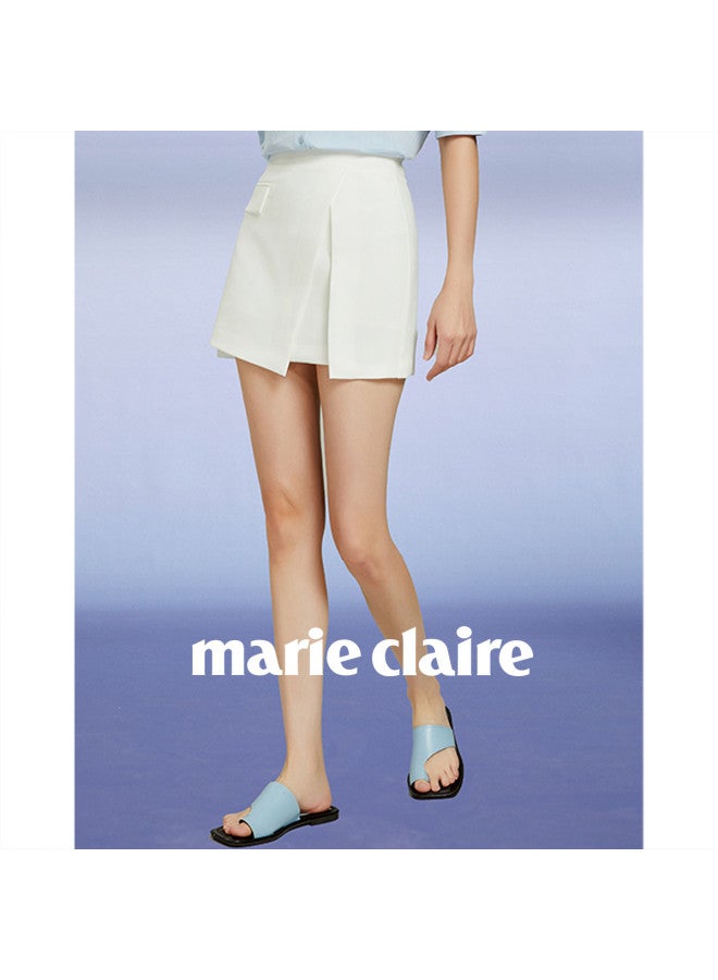 Marie Claire Fashionista's Pick: Light Professional Style High-waist Skirt For Women, Versatile Skirt With Asymmetric Design And Slit Detail, Short Skirt For Women - Image 4