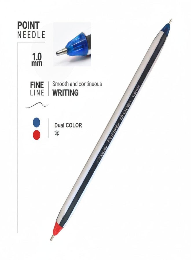 AZOR Pin Point Double Ended Blue and Red Fine Pens 1.0mm- 12 Pack - Fine Tip Pens, Dual Color, Twin Ballpoint Pens - Nurses, Home, School, Office, Business (Blue, Red) - Image 2
