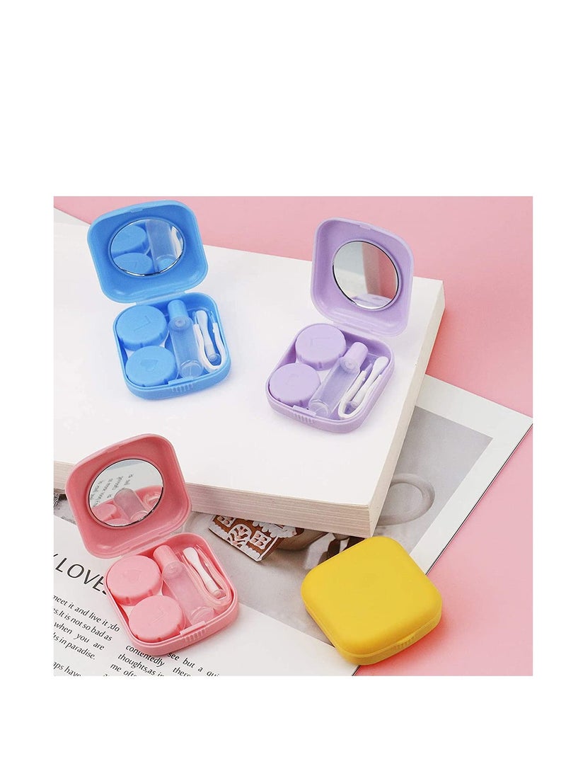 Generic 4 PCS Colorful Contact Lens Case Portable Storage Kit with Mirror for Travel and Home Eye Care  - Image 3