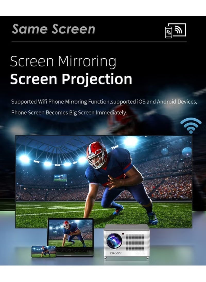 كروني يدعم جهاز العرض المحمول T55a شبكة Wi-Fi 5G وBluetooth وFull HD 1920x1080p و9000 لومن ومسرح منزلي 4K ومتوافق مع أنظمة Ios وAndroid. - Image 3