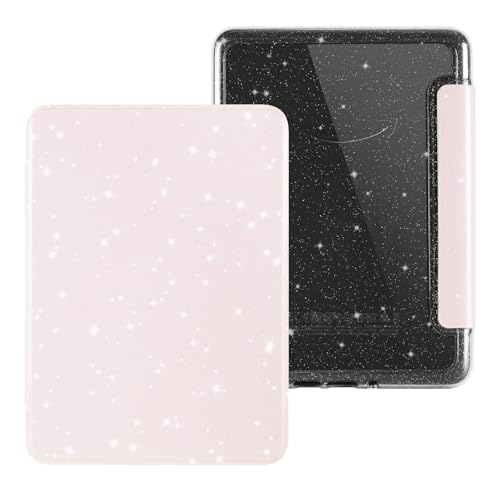 HOICHOE Glitter Case for Kindle Paperwhite (10th Generation-2018 Release,Model No.PQ94WIF),Lihght PU Leather Cover and Transparent Hard Back,with Auto Sleep/Wake,Glitter Pink - Image 1