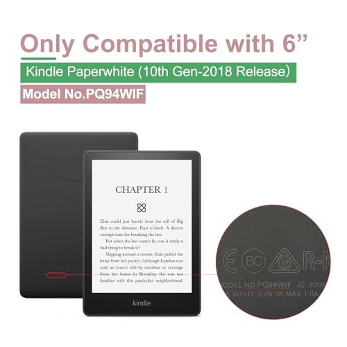 HOICHOE Glitter Case for Kindle Paperwhite (10th Generation-2018 Release,Model No.PQ94WIF),Lihght PU Leather Cover and Transparent Hard Back,with Auto Sleep/Wake,Glitter Pink - Image 2