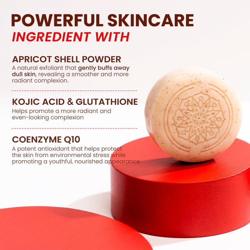 Koji White Kojic Acid Bump Eraser Body Scrub Soap for Exfoliation Butt, Elbow, Underarm with Glutathione, Coenzyme Q10, Skin Brightening for Fade Dark Spots, Fine Lines and Wrinkles, 2.82 oz (2 Bars) - Image 4