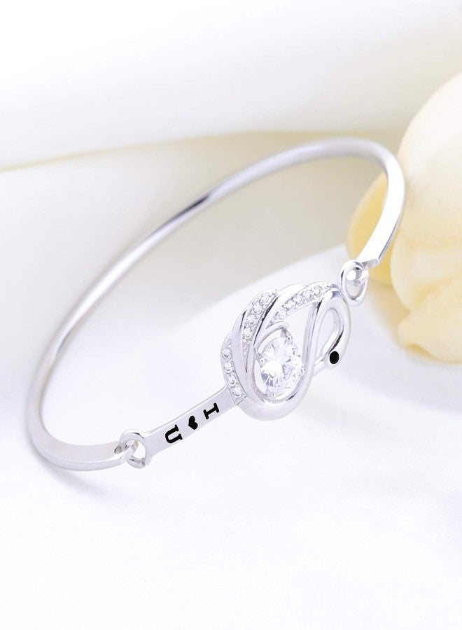MYOSPARK I Love You Swan Bangle Bracelet With Clear Zircon Bird Jewelry For Swan Lover Mother's Day Gift For Mom Wife (swan bracelet S) - Image 2