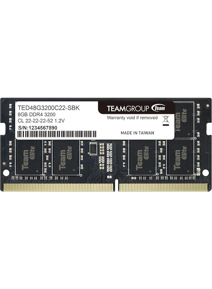 تيم جروب ذاكرة TEAM GROUP DDR4 ELITE SO-D4 سعة 8 جيجابايت بتردد 3200 ميجاهرتز وتوقيت CL22-22-22-52 وجهد 1.2 فولت - TED48G3200C22-S01 - Image 1